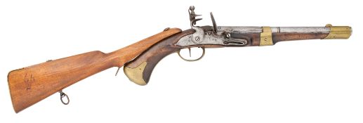 A SWEDISH 20 BORE FLINTLOCK CAVALRY PISTOL WITH SHOULDER-STOCK, PROBABLY REIGN OF GUSTAV III