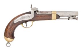 A FRENCH 22 BORE PERCUSSION MODEL 1837 NAVAL BELT PISTOL, DATED 1839, REIGN OF LOUIS-PHILLIPE