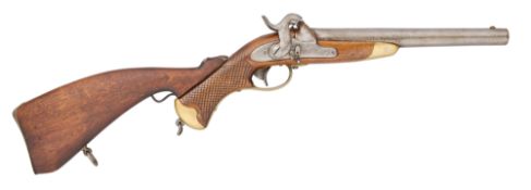 A SWEDISH 10 BORE PERCUSSION MODEL 1850 PISTOL CARBINE WITH DETACHABLE SHOULDER-STOCK, REIGN OF