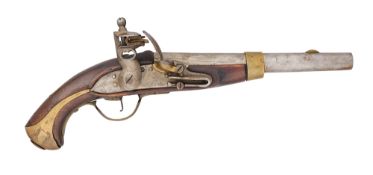 A RUSSIAN 13 BORE FLINTLOCK MILITARY PISTOL, DATED 1840, REIGN OF NICHOLAS I (1825-1855)