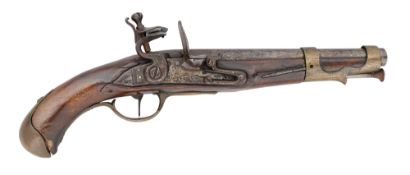 A FRENCH REVOLUTIONARY PERIOD 15 BORE FLINTLOCK PISTOL, LATE 18TH CENTURY