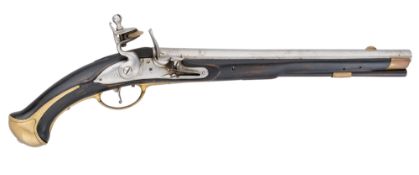 A SCANDINAVIAN 16 BORE FLINTLOCK MILITARY HOLSTER PISTOL, PROBABLY SWEDISH, REIGN OF FREDERICK I