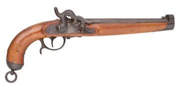 A GERMAN (HAMBURG) 28 BORE PERCUSSION MILITARY PISTOL FOR THE HANSIATIC LEAGUE, MID-19TH CENTURY