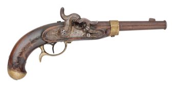 A VERY RARE PRUSSIAN 24 BORE PERCUSSION MODEL 1850 CUT-AWAY MILITARY PISTOL, REIGN OF