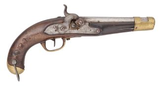 A GERMAN (HESSE-CASSEL) 12 BORE PERCUSSION MILITARY PISTOL, REIGN OF FREDERICK WILLIAM I (1847-1866)