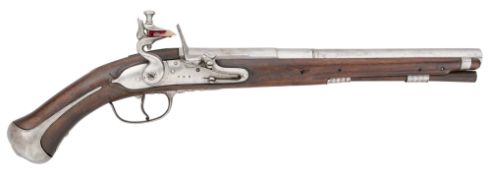 A BAVARIAN 20 BORE FLINTLOCK HOLSTER PISTOL, REIGN OF MAXIMILIAN II EMANUEL (1679-1726)