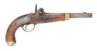 A RUSSIAN 14 BORE PERCUSSION MILITARY PISTOL, DATED 1851, REIGN OF NICHOLAS I (1825-1855)
