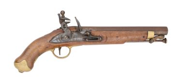A PORTUGUESE 14 BORE FLINTLOCK MILITARY PISTOL, REIGN OF MARIA II (1834-1853), DATED 1840