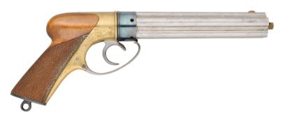 A VERY RARE SWEDISH EXPERIMENTAL 90 BORE PERCUSSION FIVE-SHOT NAVAL VOLLEY PISTOL, MID-19TH CENTURY