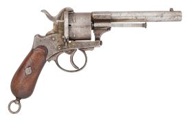 A LIÈGE 60 BORE PIN-FIRE SIX-SHOT MILITARY REVOLVER, NO. 7400, CIRCA 1860-80, PERHAPS FOR BRAZIL