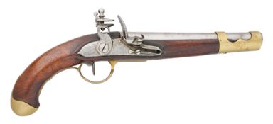 A EUROPEAN 13 BORE FLINTLOCK MILITARY PISTOL, INDISTINCTLY DATED 1816, PERHAPS DUTCH