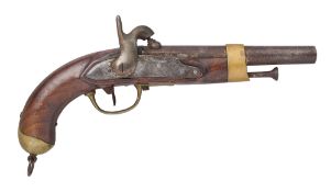 A PAPAL STATES 15 BORE PERCUSSION MILITARY BELT PISTOL, MID-19TH CENTURY
