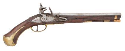 A SPANISH 15 BORE FLINTLOCK HOLSTER PISTOL, THE LOCK BY DEOP, PROBABLY REIGN OF FERDINAND VI