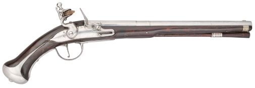 A RARE SWEDISH 20 BORE FLINTLOCK HOLSTER PISTOL, LATE 17TH CENTURY, REIGN OF CHARLES XII (1697-1718)