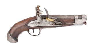 AN ITALIAN 23 BORE FLINTLOCK GENDARMERIE PISTOL OF AN IX TYPE, EARLY 19TH CENTURY
