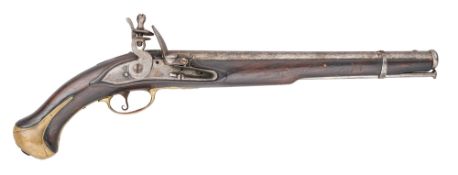 A RARE PORTUGUESE 14 BORE FLINTLOCK MILITARY PISTOL, REIGN OF JOSEPH I (1750-1777)