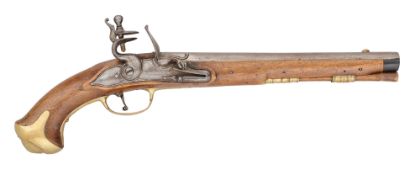 A SWEDISH 22 BORE FLINTLOCK MODEL 1717 1807 MODIFIED MILITARY HOLSTER PISTOL, 18TH CENTURY