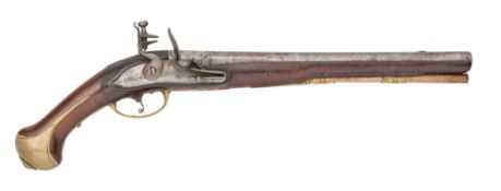A SWISS 12 BORE FLINTLOCK MILITARY HOLSTER PISTOL, CIRCA 1730, PERHAPS BERN