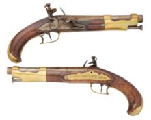 A PAIR OF NORTH GERMAN 14 BORE FLINTLOCK MILITARY PISTOLS, BRUNSWICK OR HANOVER, LATE 18TH CENTURY