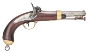 A FRENCH 23 BORE PERCUSSION MODEL 1842 NAVAL BELT PISTOL, REIGN OF LOUIS-PHILLIPE (1830-1848)