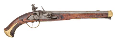 A RARE RUSSIAN 28 BORE FLINTLOCK MILITARY HOLSTER PISTOL, DATED 1799, REIGN OF PAUL I (1796-1801)