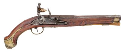 A FRENCH 22 BORE FLINTLOCK GENDARMERIE PISTOL, CIRCA 1770