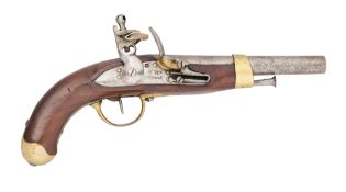 A NEAPOLITAN 15 BORE FLINTLOCK MILITARY PISTOL OF FRENCH AN XIII TYPE, REIGN OF JOACHIM MURAT