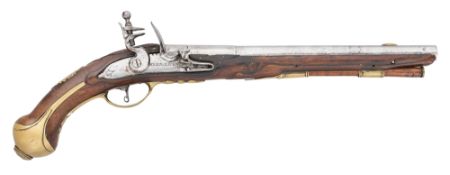 A GERMAN (COLOGNE) 22 BORE FLINTLOCK PISTOL BY MEIER, ESSEN, MID-18TH CENTURY