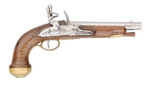 A PORTUGUESE 24 BORE FLINTLOCK MODEL 1788 MILITARY PISTOL, REIGN OF MARIA I (1777-1816), DATED 1791