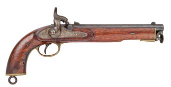 A RARE 25 BORE PERCUSSION 1856 PATTERN RIFLED SERVICE PISTOL, DATED 1858