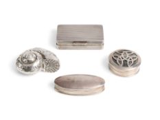 FOUR SILVER PILL BOXES, MODERN