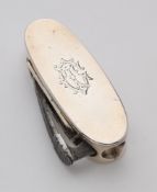 A VICTORIAN NOVELTY SILVER SMOKER'S CASE, ALFRED FULLER, LONDON, 1886