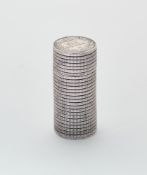 A VICTORIAN SILVER 'SIXPENCE' VESTA CASE, DAVID & LIONEL SPIERS, BIRMINGHAM, 1887