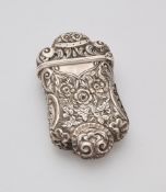A VICTORIAN SILVER VESTA CASE, INCUSE MAKER'S MARK H BROS, BIRMINGHAM, 1885