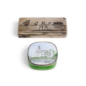 A DANISH SILVER-GILT AND ENAMEL PILL BOX AND AN IRAQI SILVER AND NIELLO STAMP BOX