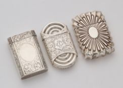 THREE VICTORIAN SILVER VESTA CASES, 1885/87