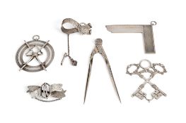 FOUR ITEMS OF VICTORIAN SILVER MASONIC REGALIA
