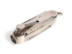 A VICTORIAN SILVER NOVELTY SMOKER'S COMPANION, WRIGHT & DAVIES, LONDON, 1885