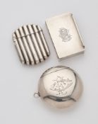 THREE VICTORIAN SILVER VESTA CASES, 1885/86