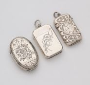THREE VICTORIAN SILVER VESTA CASES, ALL BIRMINGHAM, 1884/86