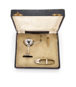 A CASED SEALING WAX LAMP AND PINCERS, CONTINENTAL, EARLY 20TH CENTURY