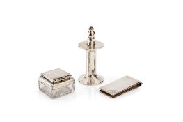 A VICTORIAN SILVER AND GLASS TRAVELLING INKWELL, S. MORDAN & CO., LONDON, 1840