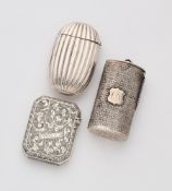THREE VICTORIAN SILVER VESTA CASES, ALL BIRMINGHAM, 1884