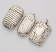 THREE VICTORIAN SILVER VESTA CASES, 1886/87