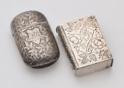 TWO VICTORIAN SILVER VESTA CASES, 1885/86