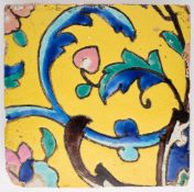 A QAJAR CUERDA SECA TILE, PROBABLY SHIRAZ, PERSIA, 19TH CENTURY