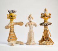 THREE PAINTED CLAY FIGURINES, RAJASTHAN, INDIA, 20TH CENTURY