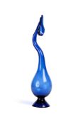 A QAJAR BLUE GLASS ROSEWATER SPRINKLER, PERSIA, 19TH CENTURY