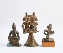 THREE SMALL FOLK BRONZES, INDIA, 19TH CENTURY