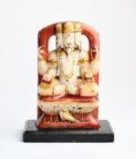 A PAINTED MARBLE FIGURE OF BRAHMA, AGRA, INDIA, 19TH CENTURY